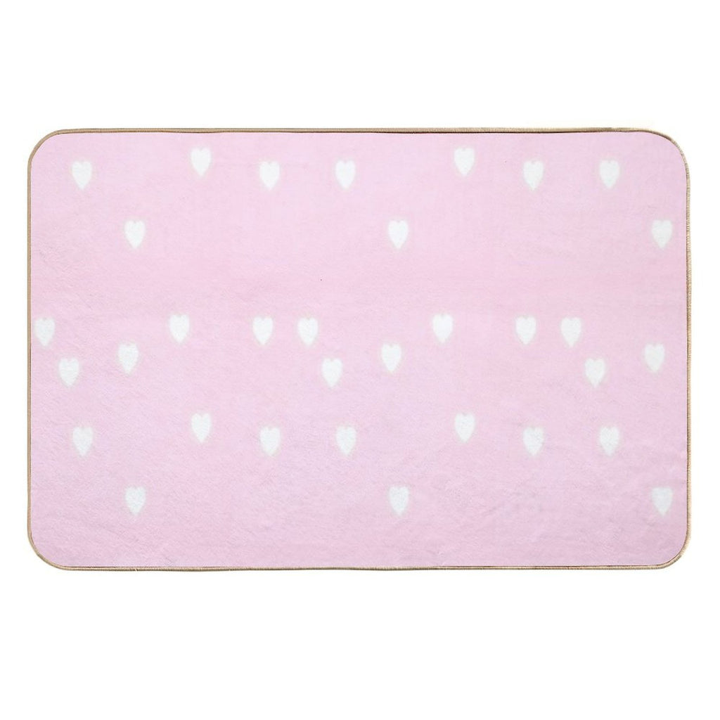 White Hearts on Pink  Stain-Proof Bath Mat