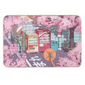 A Beautiful Aesthetic Tokyo Street And  The Pink Sakura Tree Blossom  Odorless Bath Mat