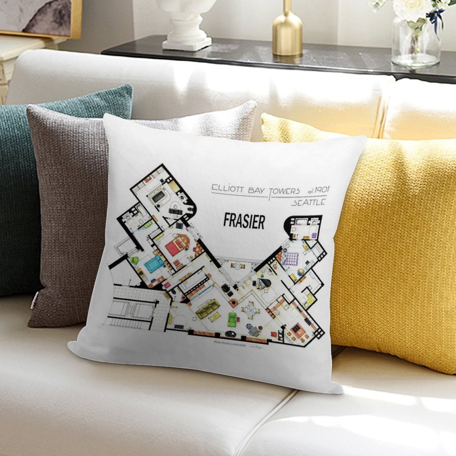 Frasier Apartment Floorplan Soft Ultra-Soft Texture Throw Pillow