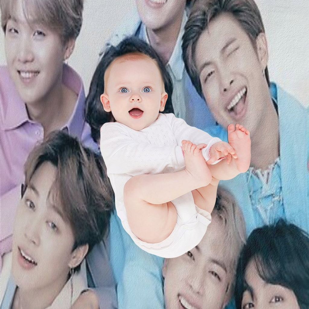 Bts Group Photo Wrinkle-free Throw Blanket