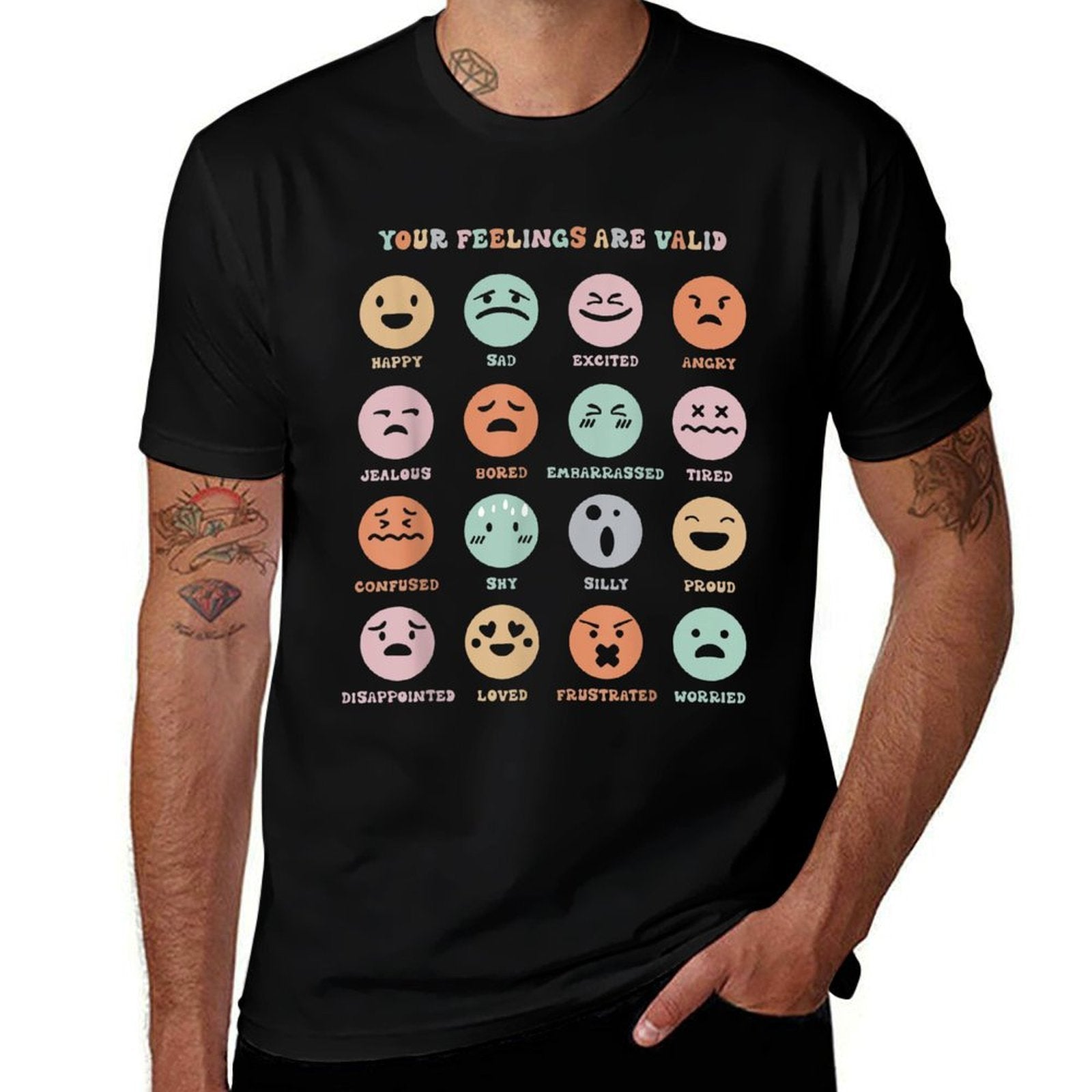 Funny Your Feelings Are Valid My Feelings Emotion Faces  Graphic-printed T-Shirt