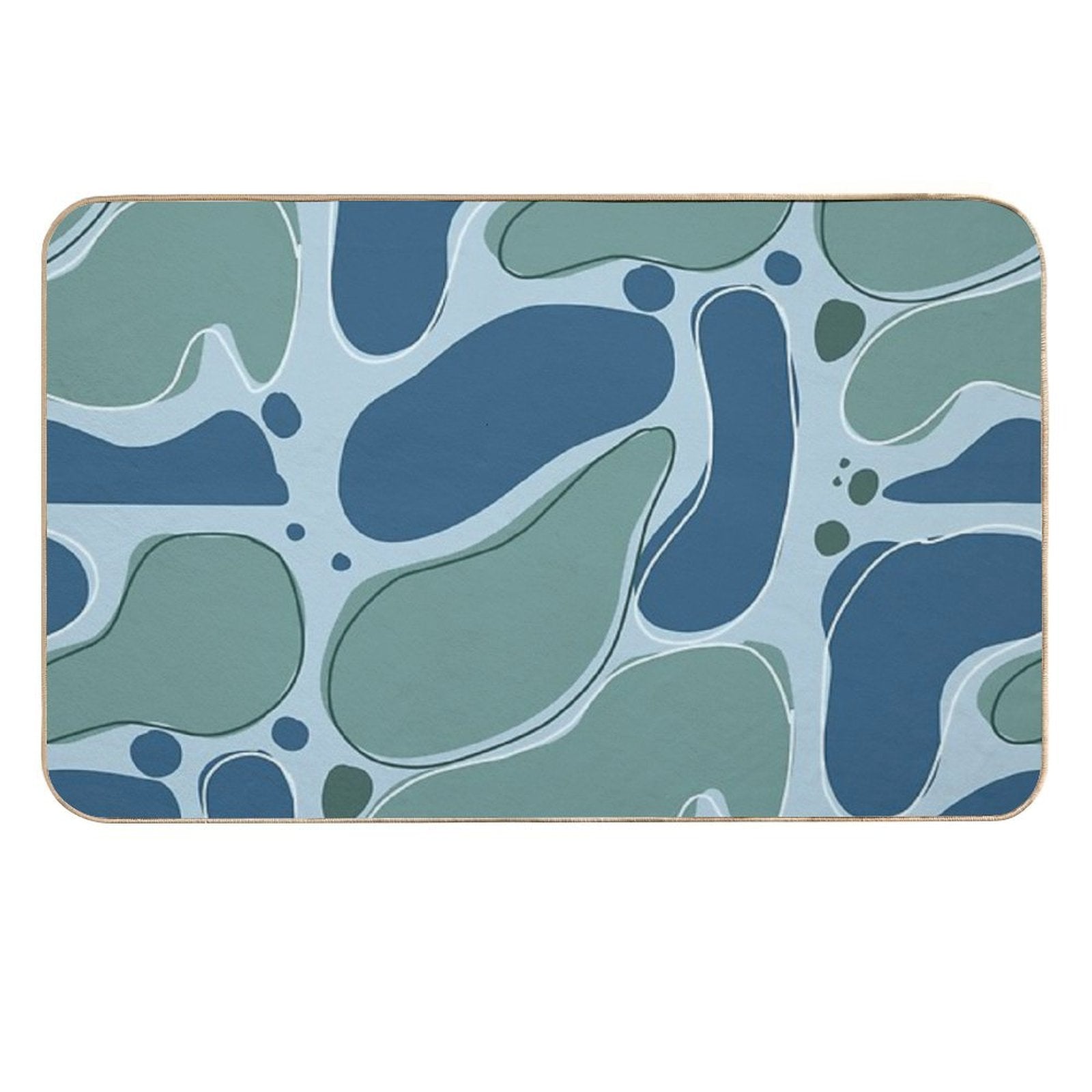 Boho Blue Blob – Minimalist Abstract Fluid Art  Fade-Resistant Bath Mat