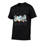 Tie Dye Roller Skating Forn Girls  Peace Love Skate  Rolled Sleeves T-Shirt