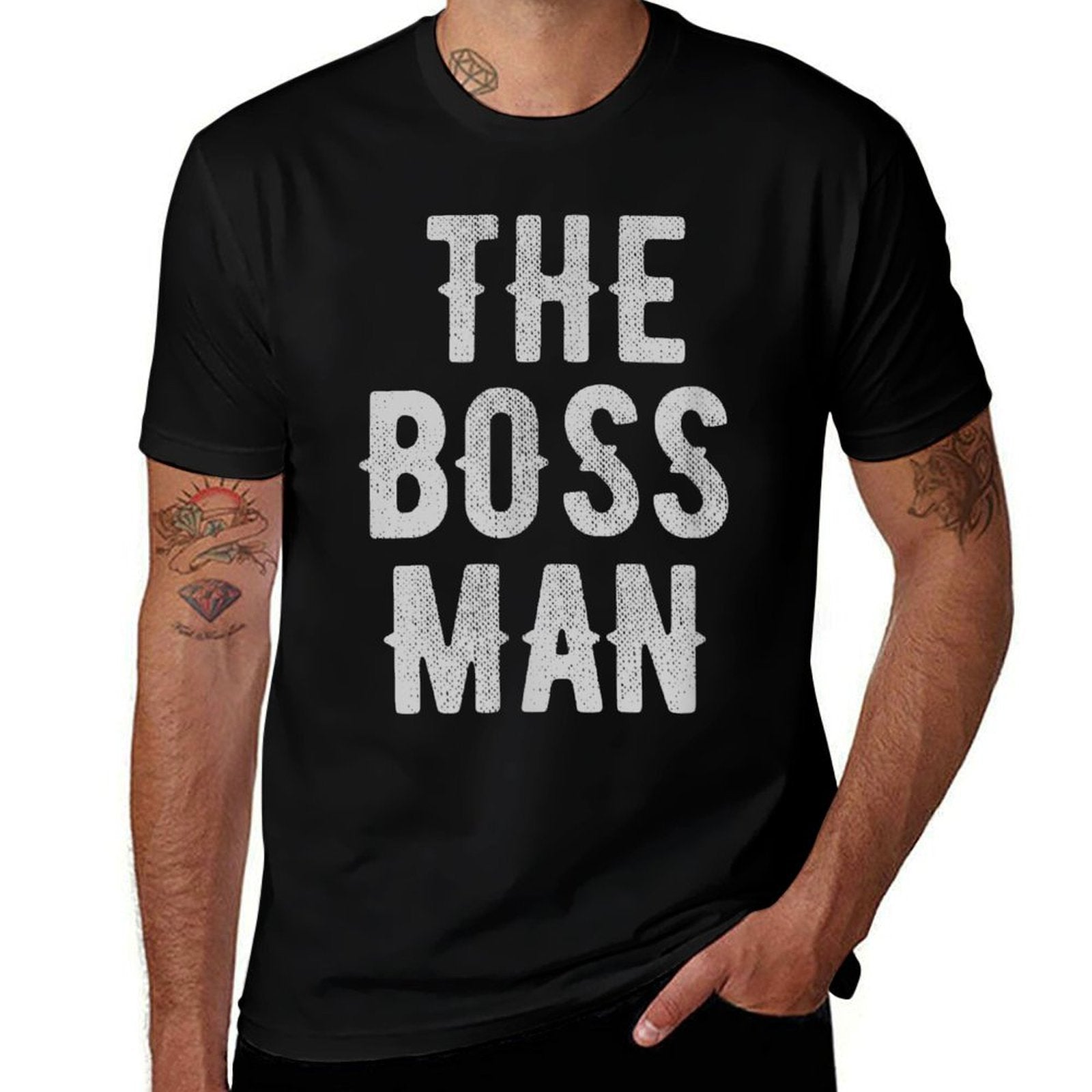 People Who Laugh Collective Boss Man, Mens, Unisex-Adults,,, Black, Small  Cotton T-Shirt