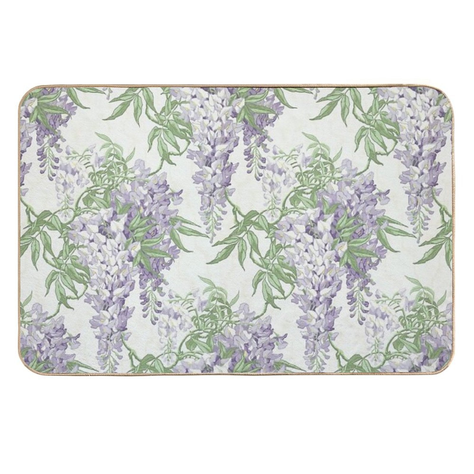 Vintage Wisteria Floral Wallpaper Print  Light Blue & Lavender Botanical Design  Repositionable Bath Mat