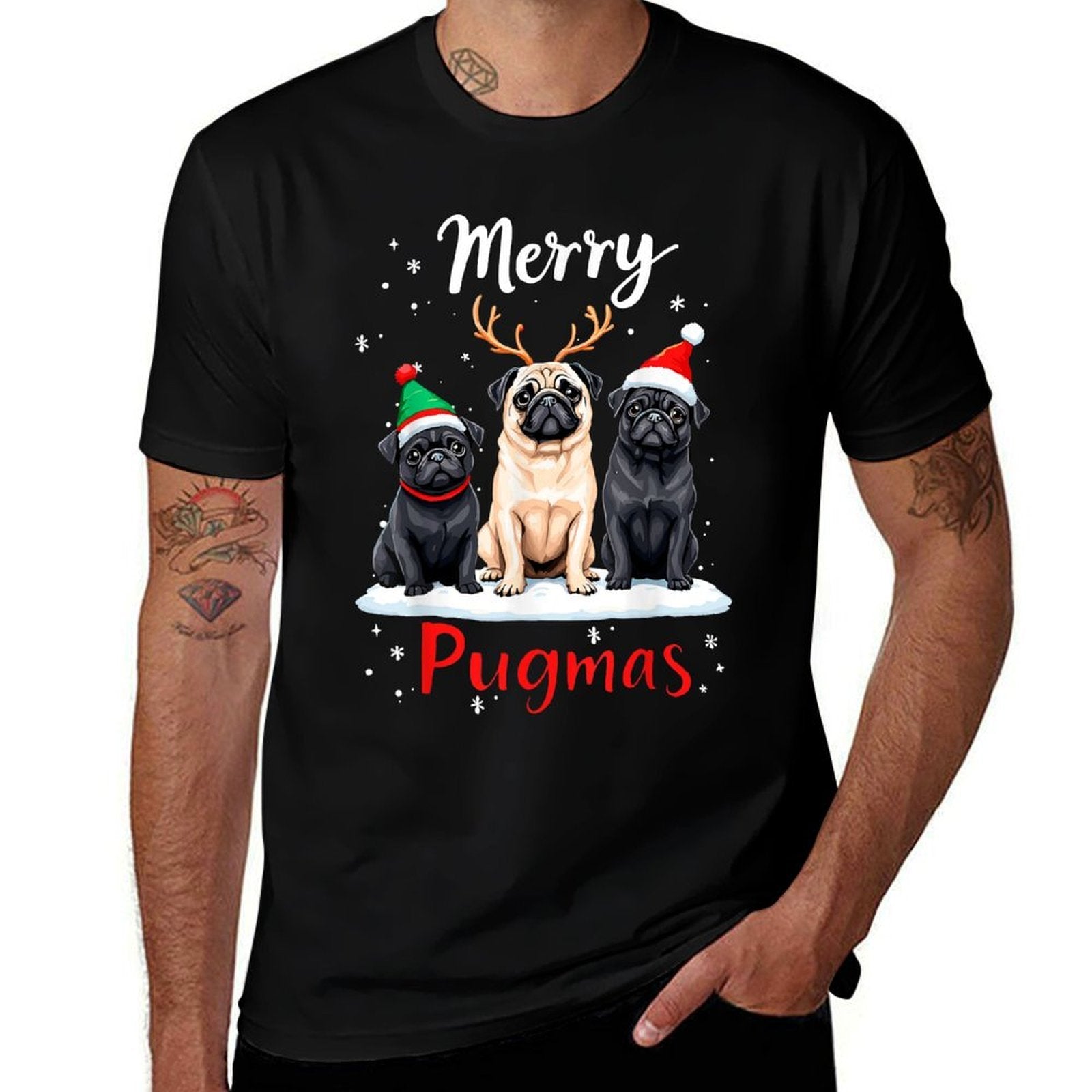 Merry Pugmas Pug Lover Dog Owner Christmas Party Xmas Men Women Kids  Affordable Price T-Shirt