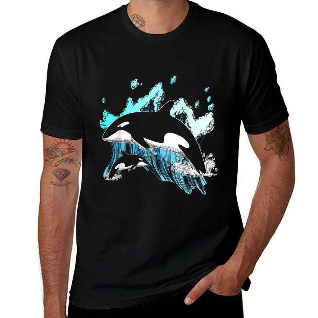 Killer Whale Ocean Lover Gift Idea Men Boys Kids Orca  Fade-proof Color T-Shirt