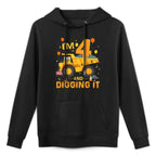 I&#39;m 4 Year Old Digging It 4th Birthday Construction Truck Breathable Fabric Hoodie