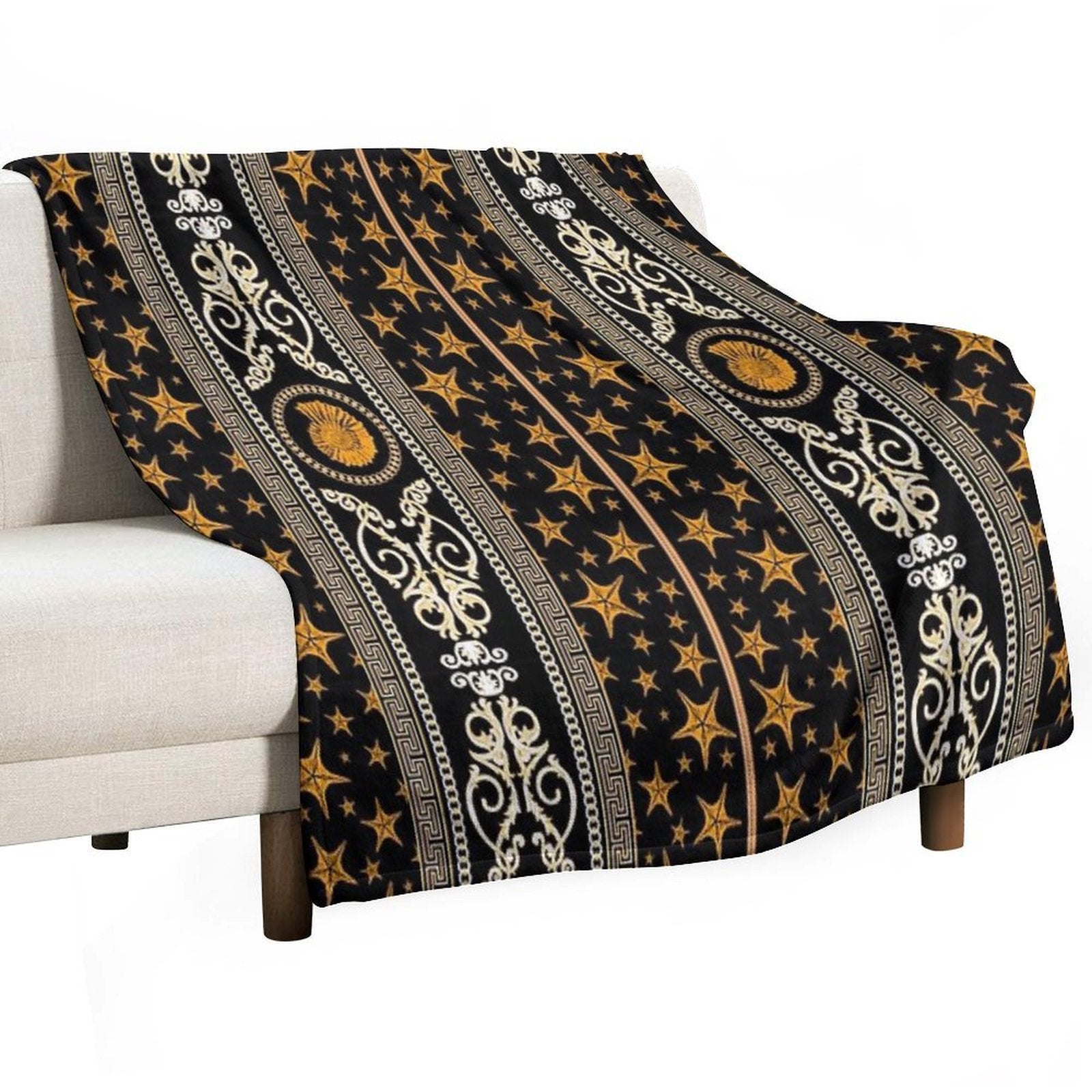Luxury Baroque, Chain, Seashell And Starfish Print Travel-friendly Throw Blanket