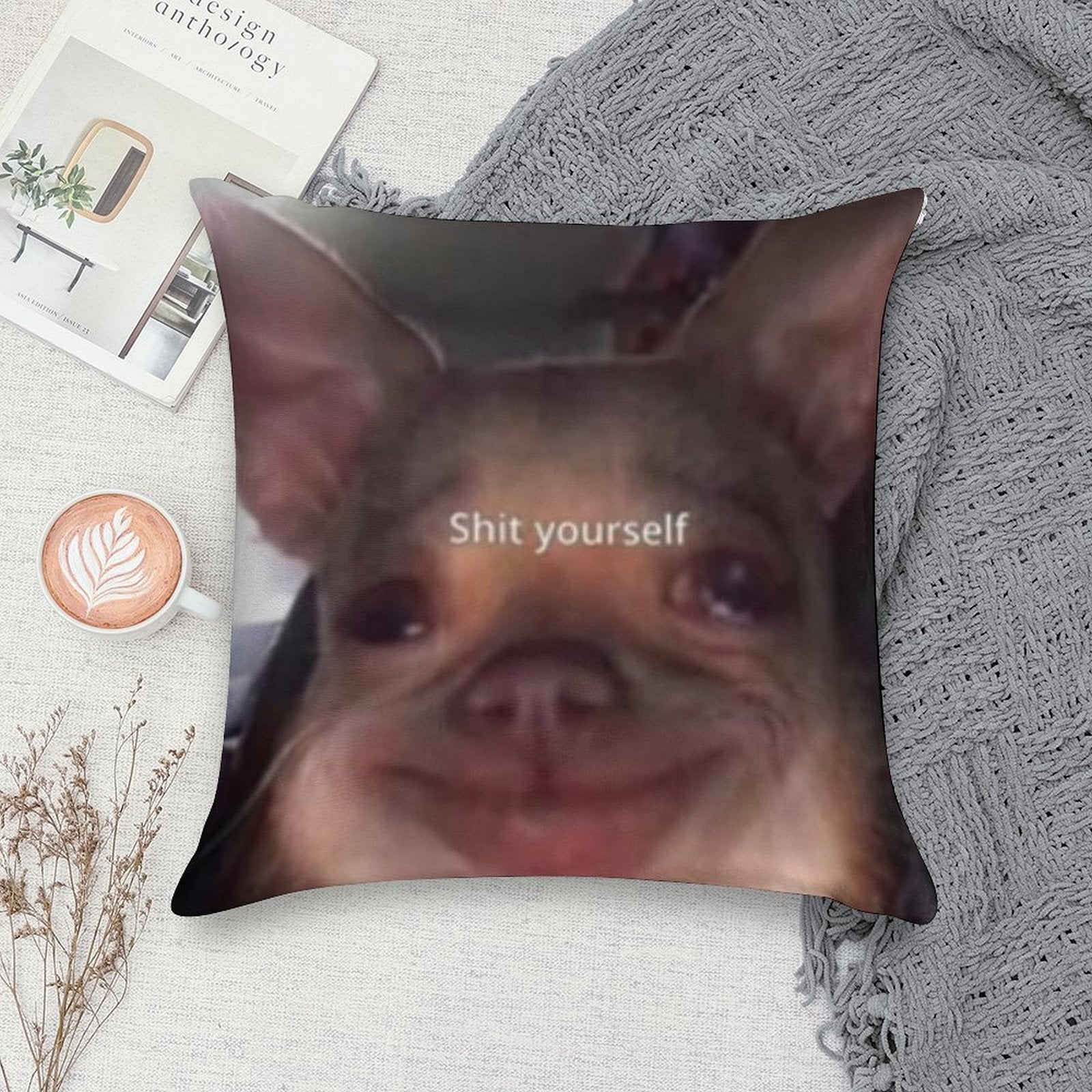 Shit Yourself Dog Meme Soft Style Accent Throw Pillow