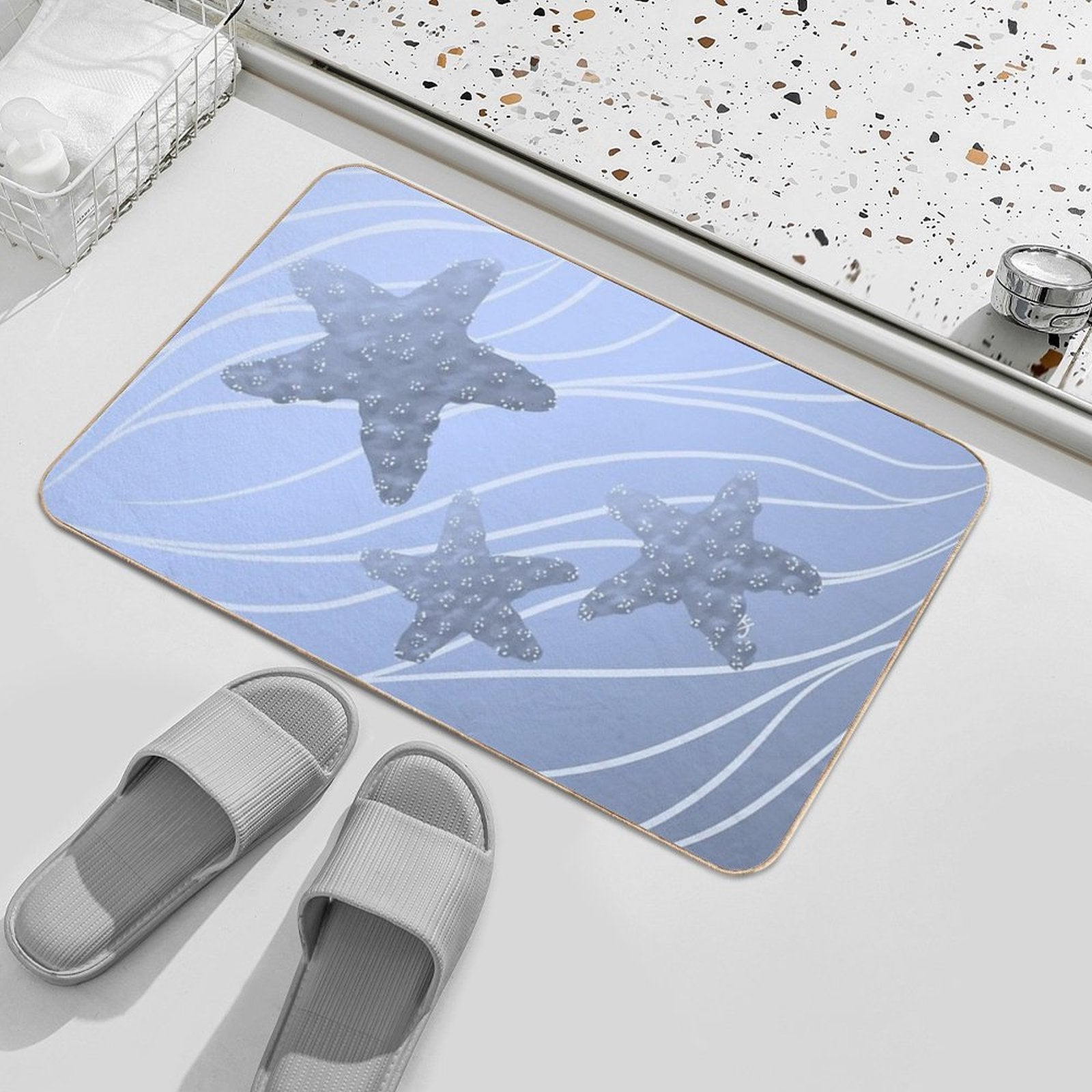 Blue Starfish  Toxin-Free Bath Mat