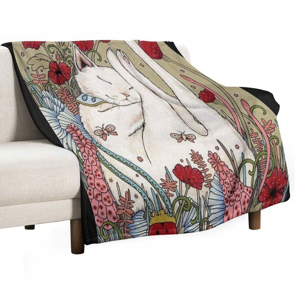 Poppies And Ladybug Machine-washable Throw Blanket