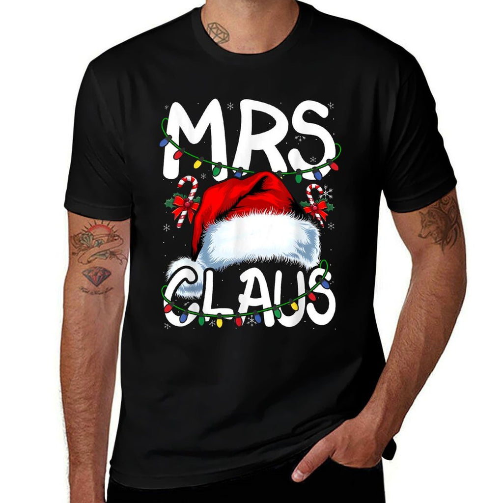 Mr And Mrs Claus Couples Matching Christmas Pajamas Santa  Graphic-printed T-Shirt