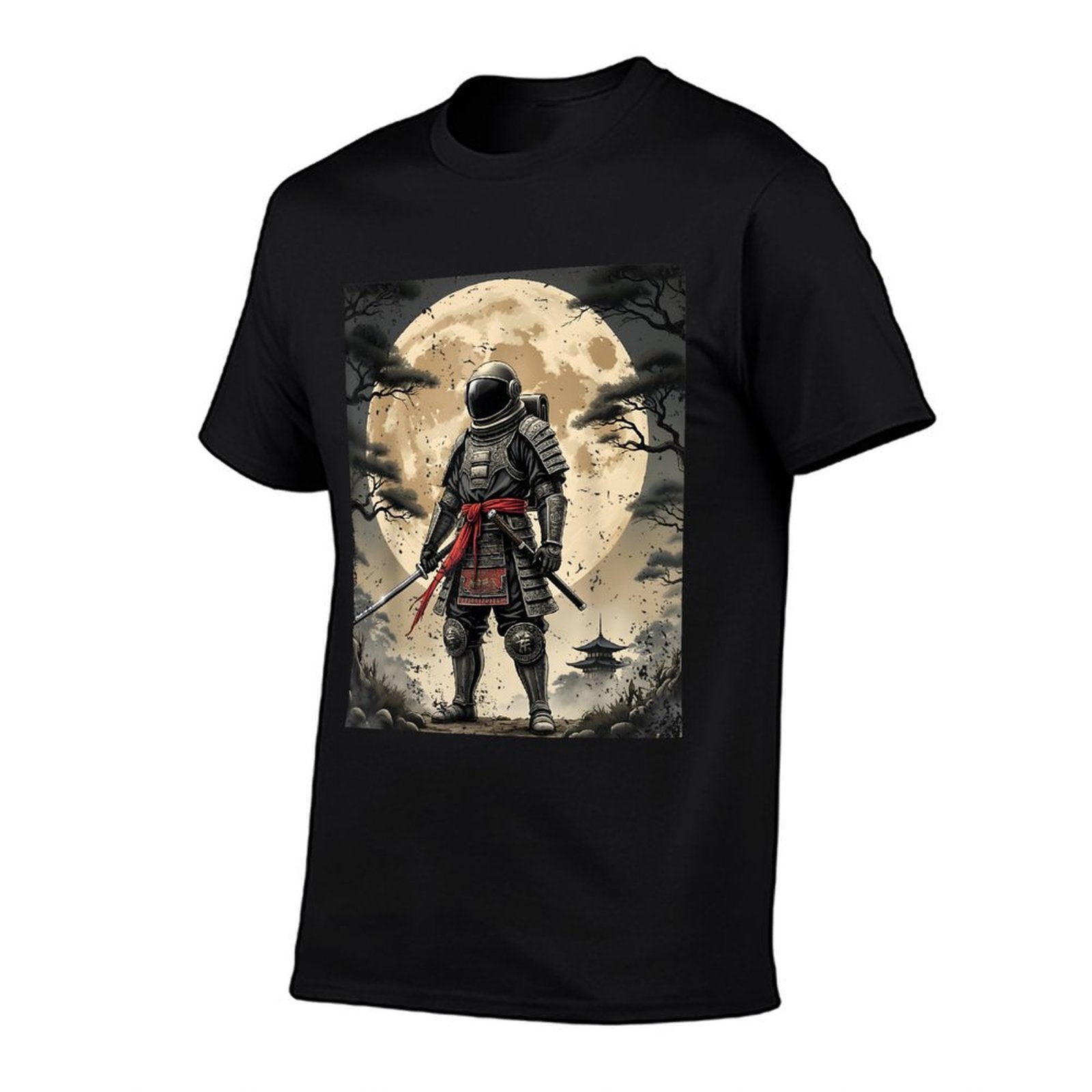 Samurai Astronaut Japanese Moon Vintage Graphic Ukiyo-e Art  Quick-drying T-Shirt