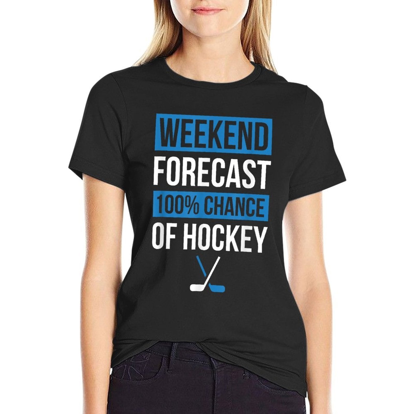 Funny Hockey Player Or Hockey Fan Design Weekend Forecast  Tagless Design T-Shirt