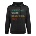 70 Years Old Awesome Since December 1954 70th Birthday Medium-Weight Fabric Hoodie