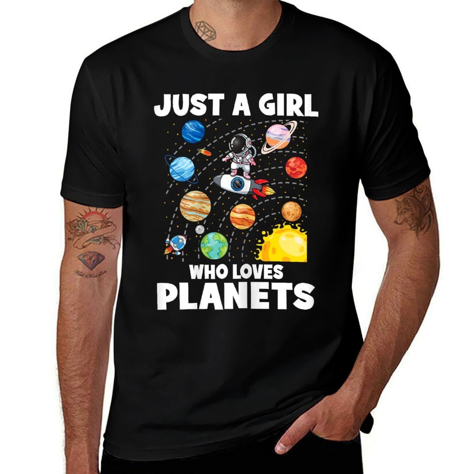 Just A Girl Who Loves Planets Solar System Space Astronaut  Summer-ready Fabric T-Shirt
