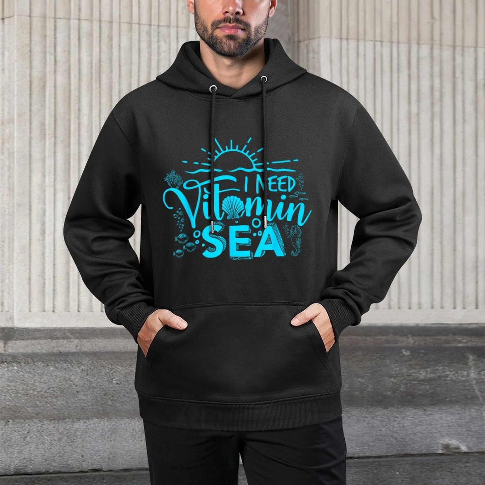 I Need Vitamin Sea - Funny Beach Lover T Colorfast Hoodie