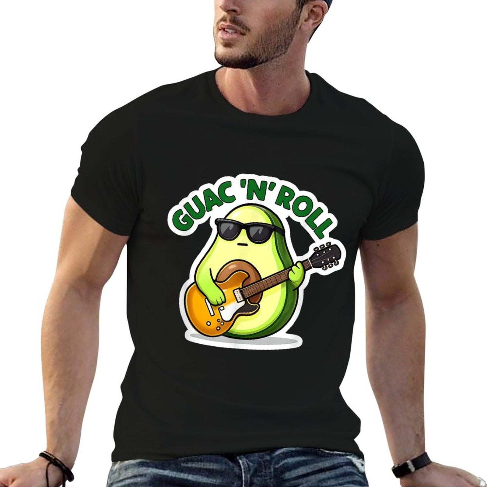 Guac N Roll  Funny Avocado Rock Music Pun  Versatile T-Shirt