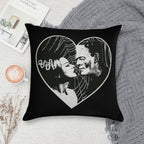 Frankenstein And Bride Goth Emo Heart Soft Hidden Zipper Throw Pillow