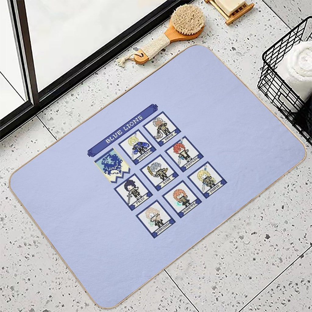 Fire Emblem Three Houses Blue Lions House Pixel Parody  Fade-Resistant Bath Mat