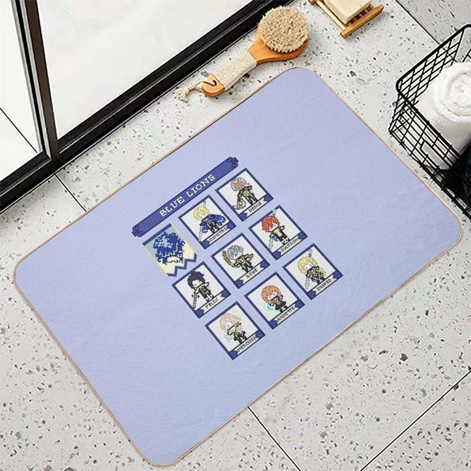 Fire Emblem Three Houses Blue Lions House Pixel Parody  Pet-Safe Bath Mat