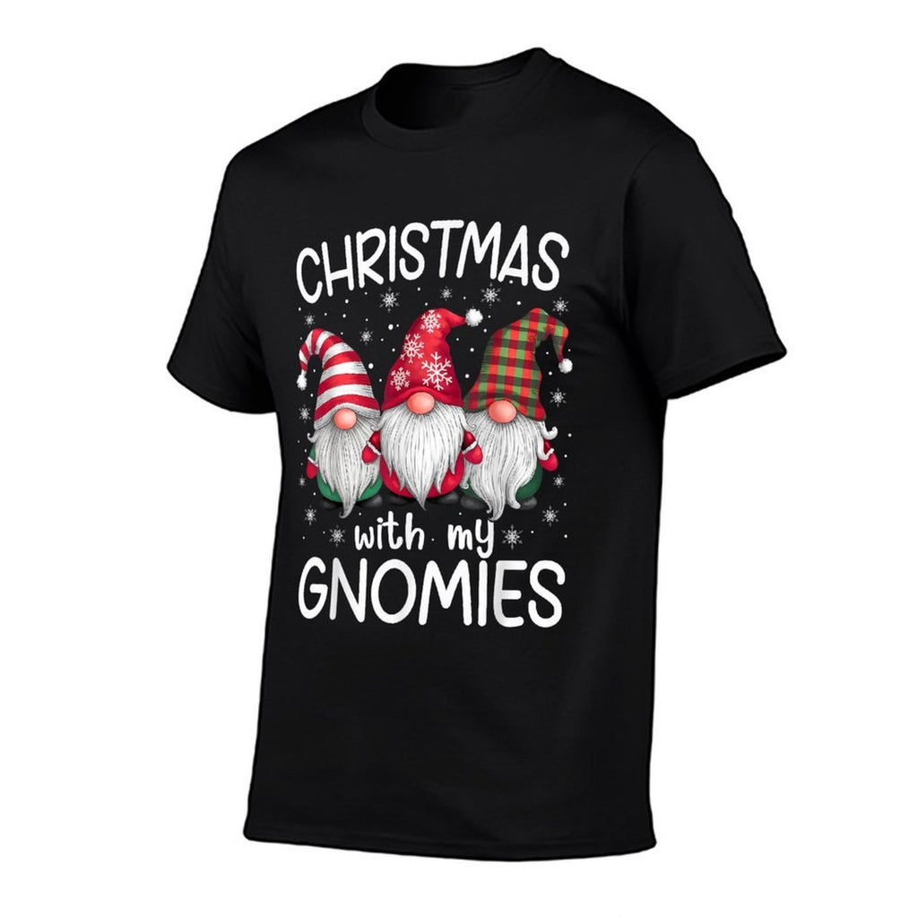 Gnome Family Christmas Men Women Kids Apparel Unisex-Adult Christmas Cartoon Gnome Winter Holiday Black Plaid, Stripe Small  Vintage-inspired T-Shirt
