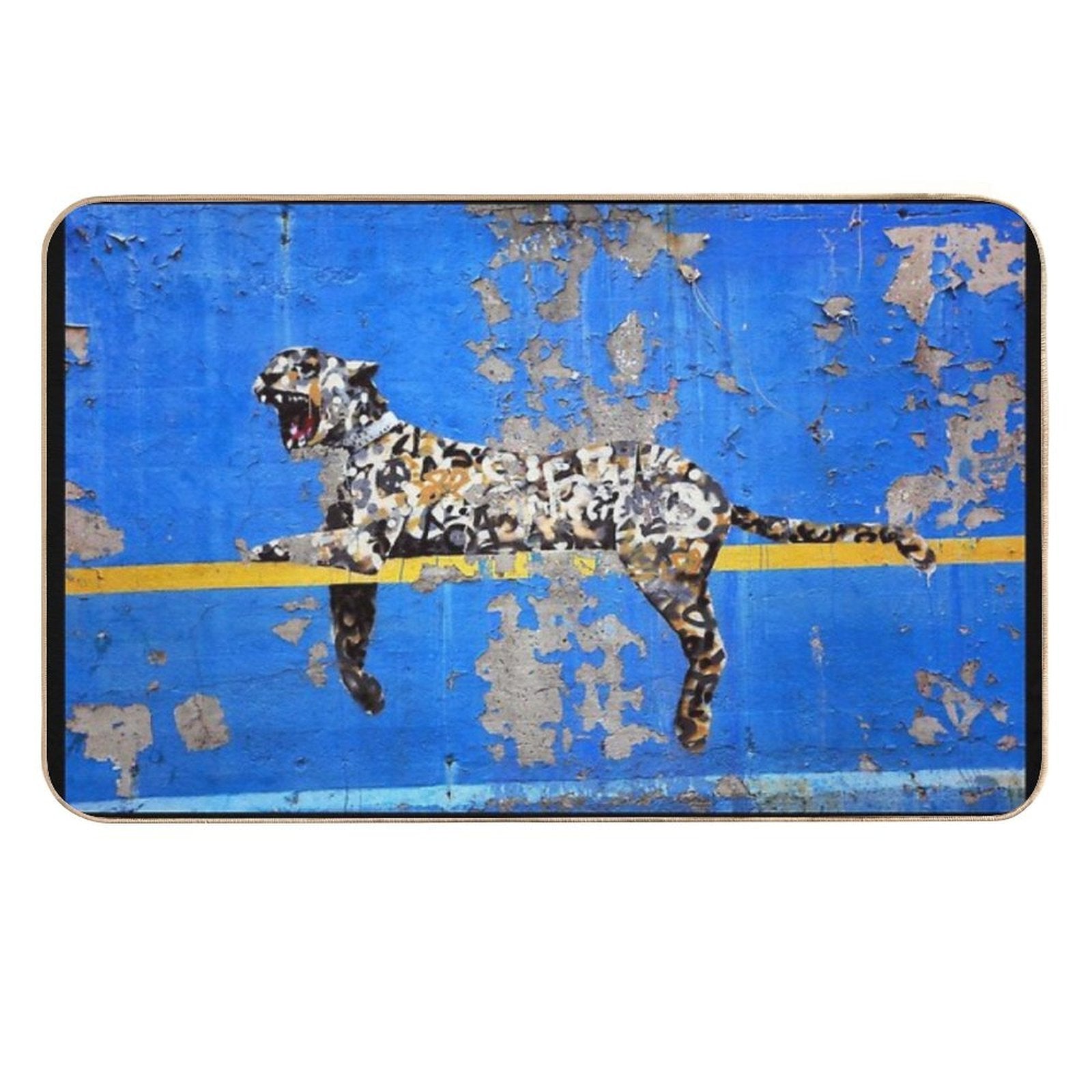 Banksy Mural Graffiti Leopard Bronx Zoo Wall  Easy Maintenance Bath Mat