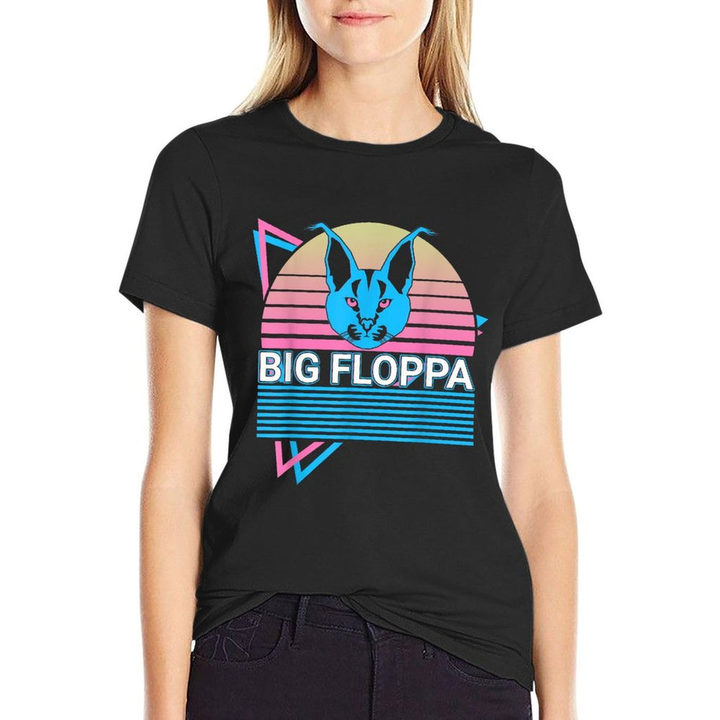 Big Floppa Caracal Cat Meme Retro Men Women Girls Kids  Breathable T-Shirt