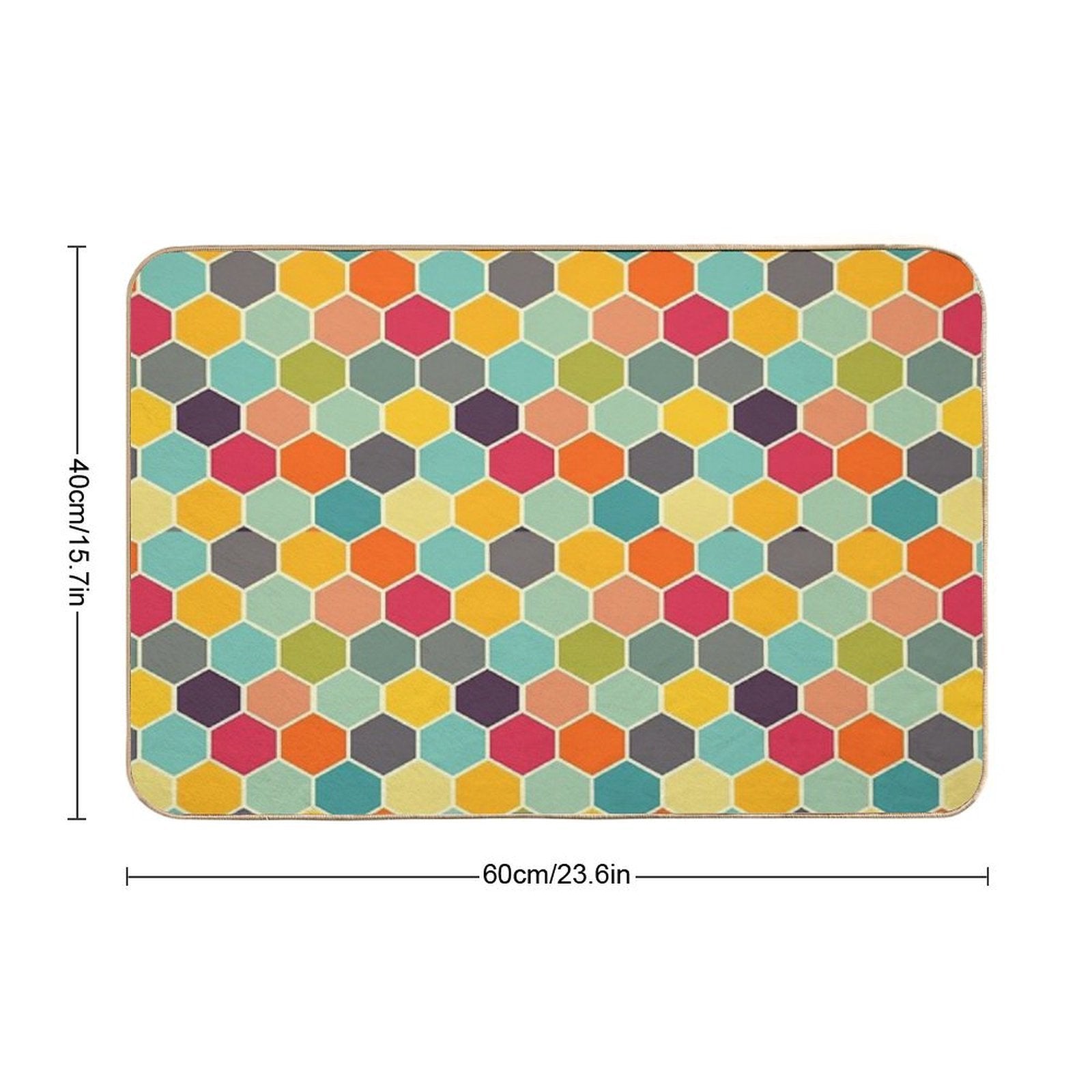 Colorful Retro Hexagon  Rapid-Drying Bath Mat