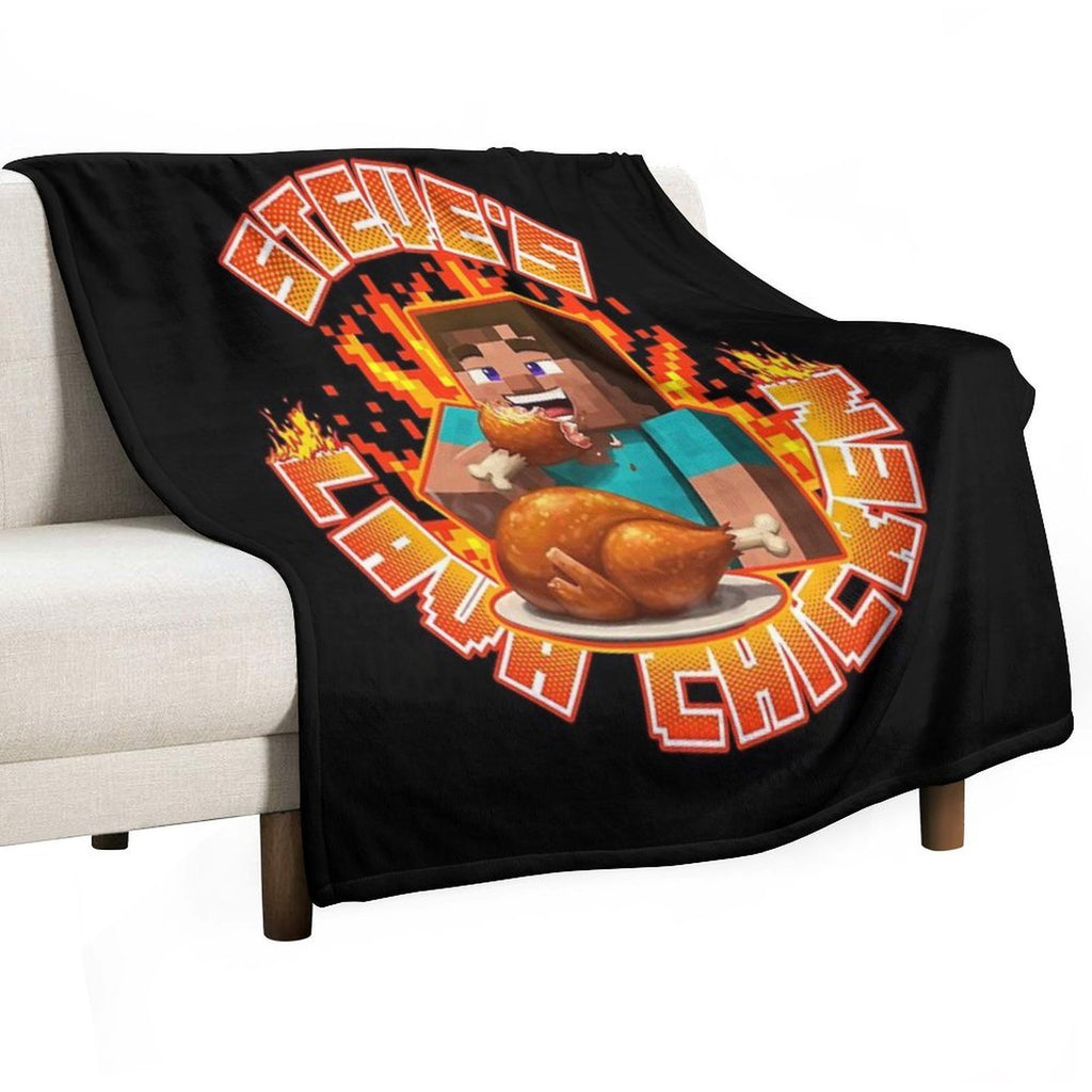 Steves Lava Chicken - Steve Eating Hot Lava Chicken Comfort Throw Blanket