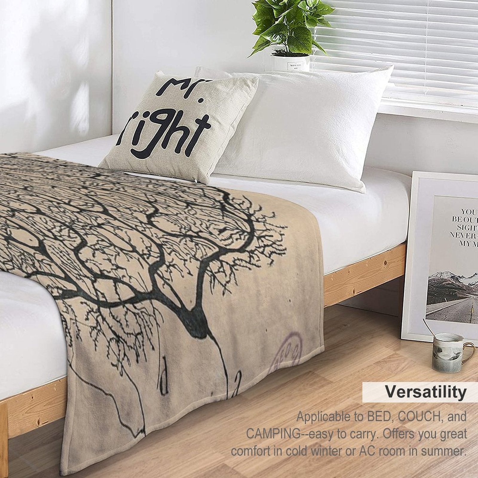 Cajal's Neurons Sketch Wrinkle-free Throw Blanket