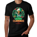 Christmas Vacation Neon Clark Christmas  Ribbed Collar T-Shirt
