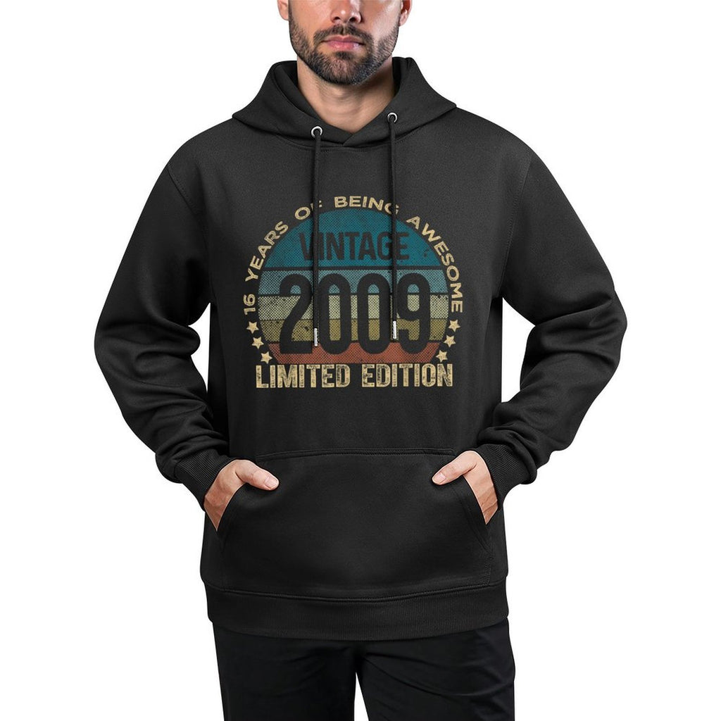 Retro Birthdays For Men And Women 2025 HH 16 Year Old Gifts Vintage 2009 Limited Edition 16th Birthday Unisex-Kids Black Small C Breathable Fabric Hoodie