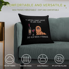 Pekingese And Wine Funny Dog Soft Short Plush Fabric Throw Pillow