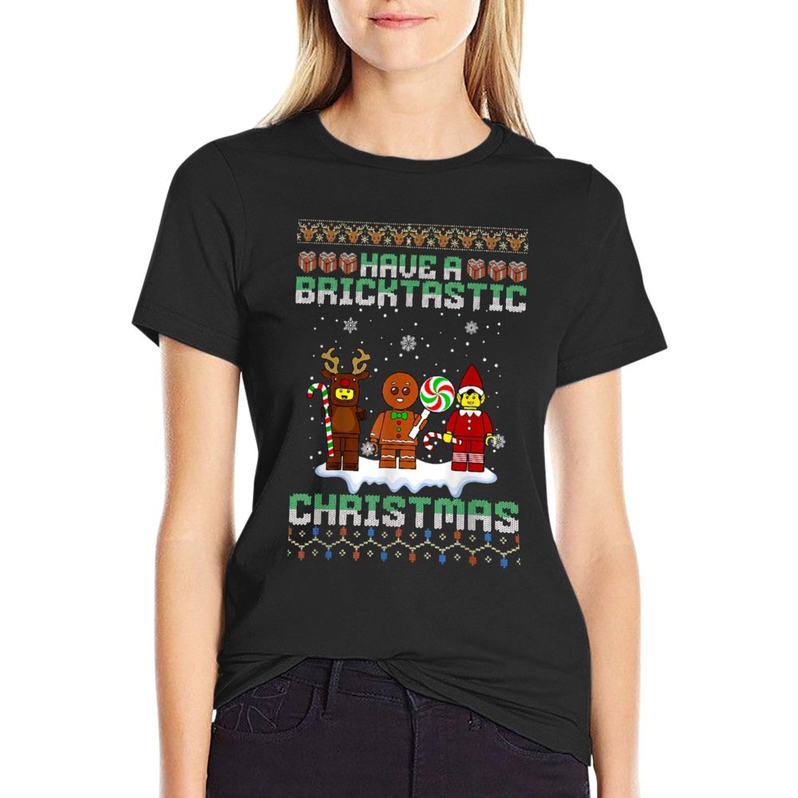 Have A Bricktastic Christmas Building Bricks Ugly Sweater  Stretchy T-Shirt