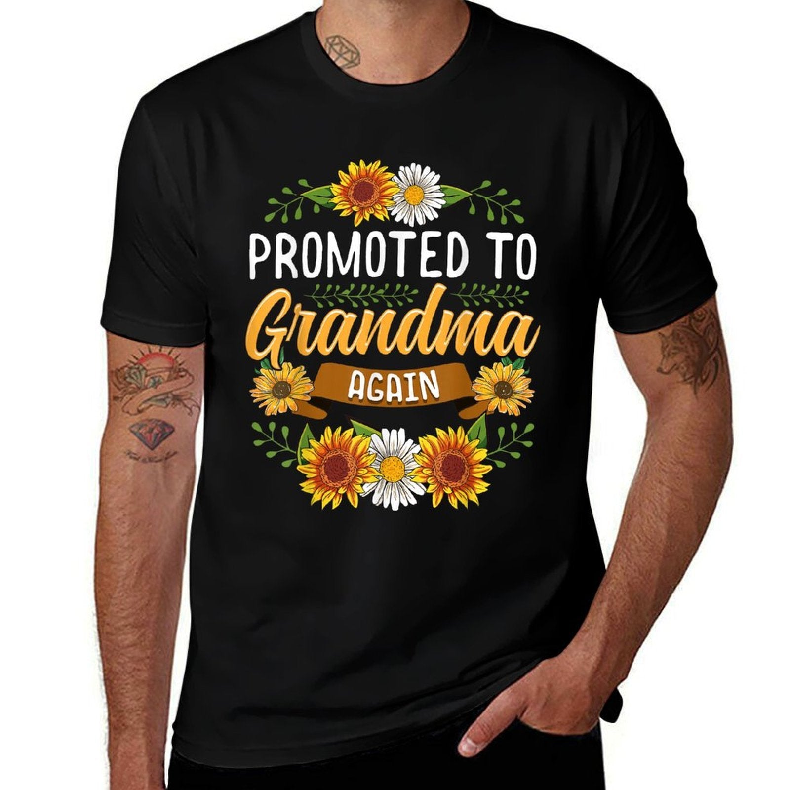 Promoted To Grandma Again Sunflower Gifts New Grandma  Durable T-Shirt