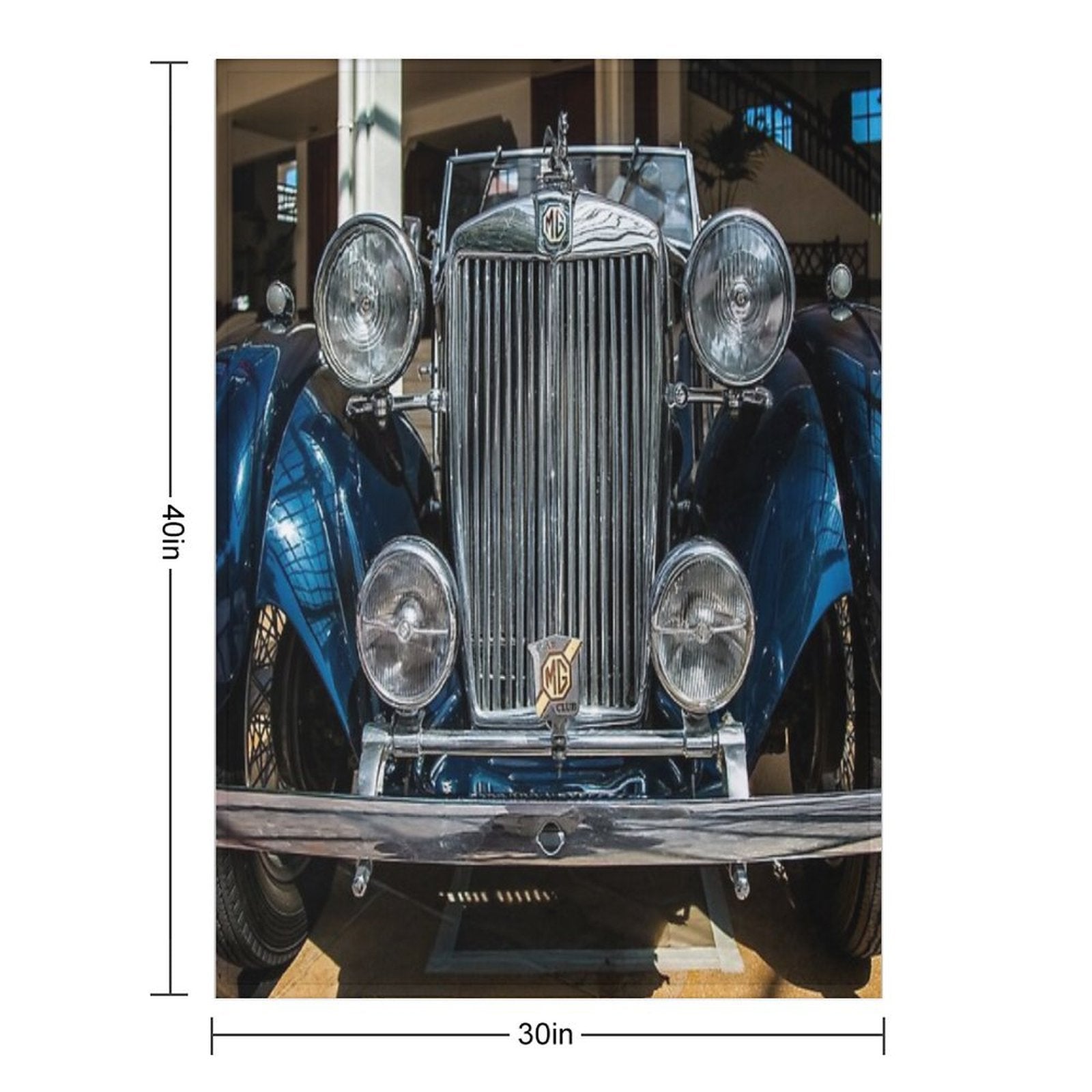 MG Vintage Car 1939 Shrink-resistant Throw Blanket
