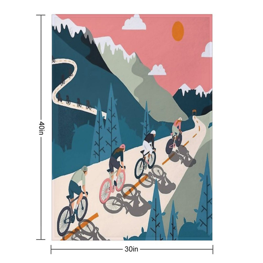 Cycling Race Vintage Art Eco-conscious Throw Blanket