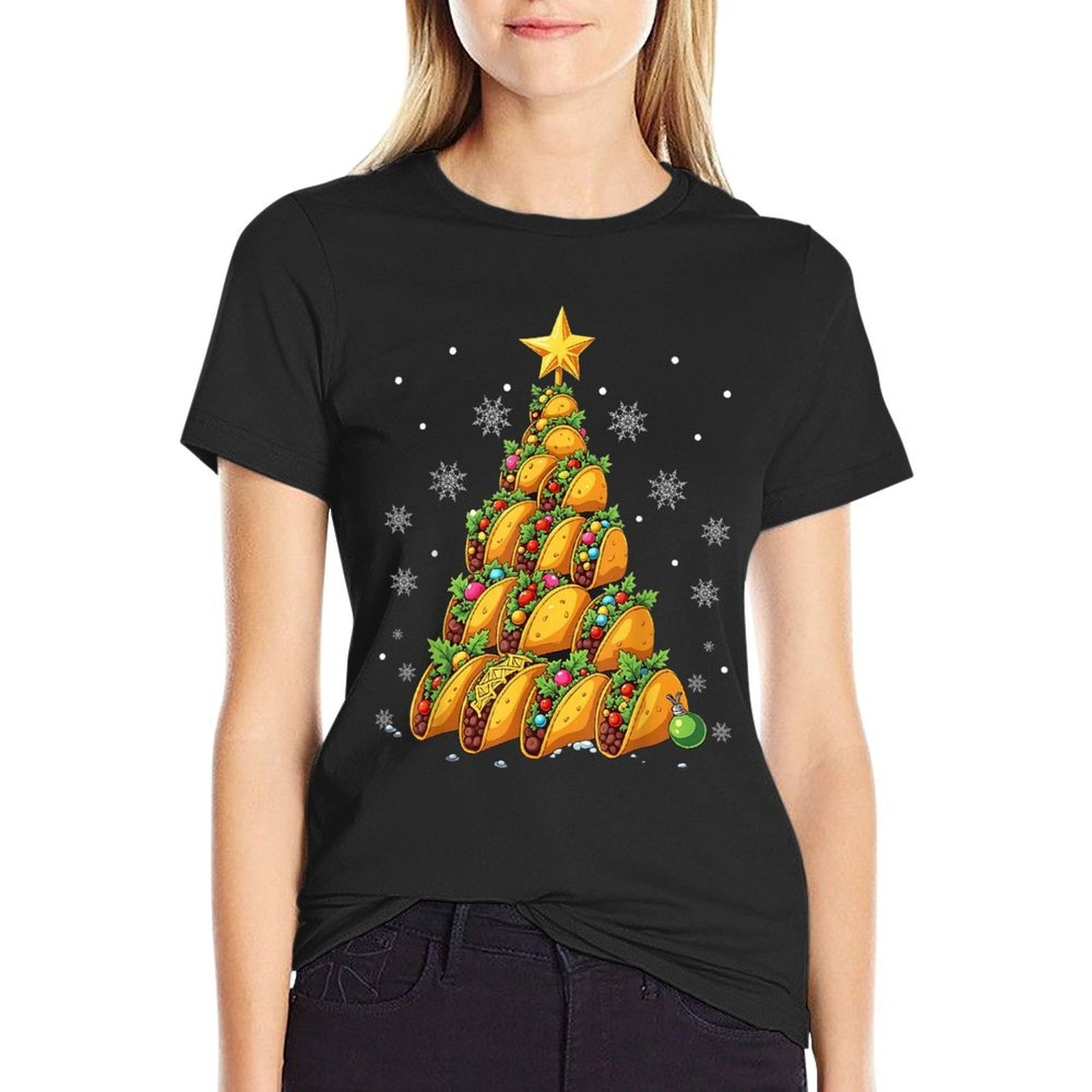 Taco Christmas Tree Xmas Mexican Food Men Women Kids  Stretchy T-Shirt