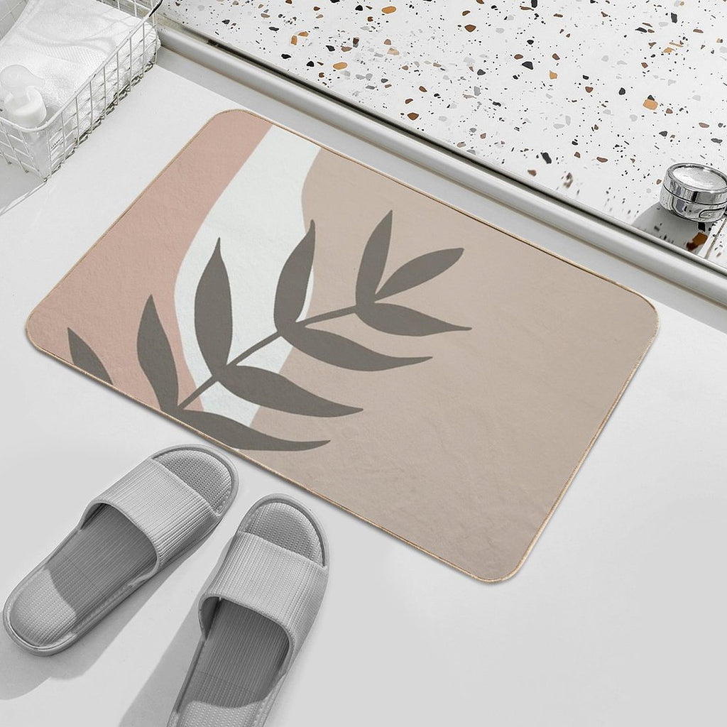 Modern Art Leaves Collection Pink & Taupes  Toxin-Free Bath Mat
