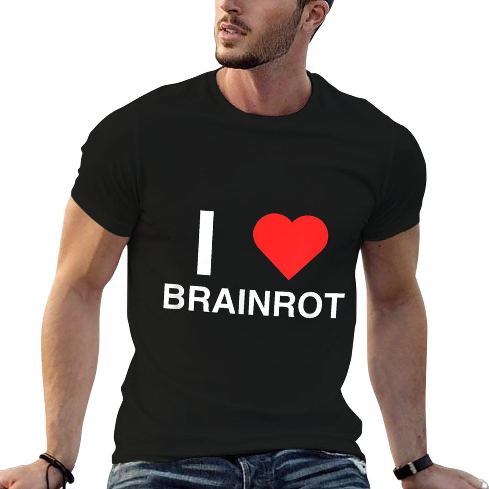 I Love Heart Brainrot Funny College Gen Z Slang Novelty Meme  Breathable T-Shirt
