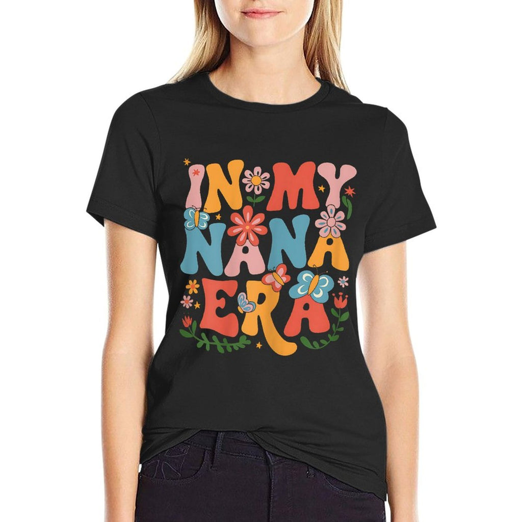 Funny In My Nana Era Retro Groovy Mothers Day Nana Butterfly  Slim-fit Cut T-Shirt
