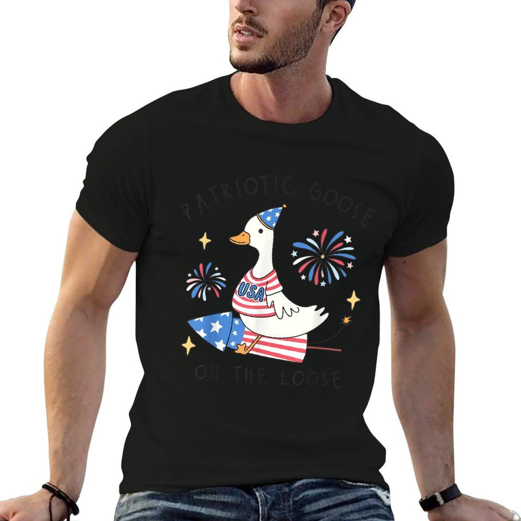 Patriotic Goose On The Loose Funny 4th of July Silly Goose  Versatile T-Shirt