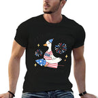 Patriotic Goose On The Loose Funny 4th of July Silly Goose  Versatile T-Shirt