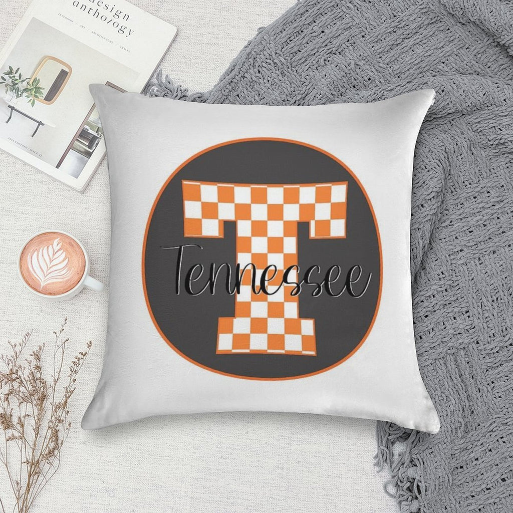 Checked T - Tennessee Soft Decorative Cover Throw Pillow