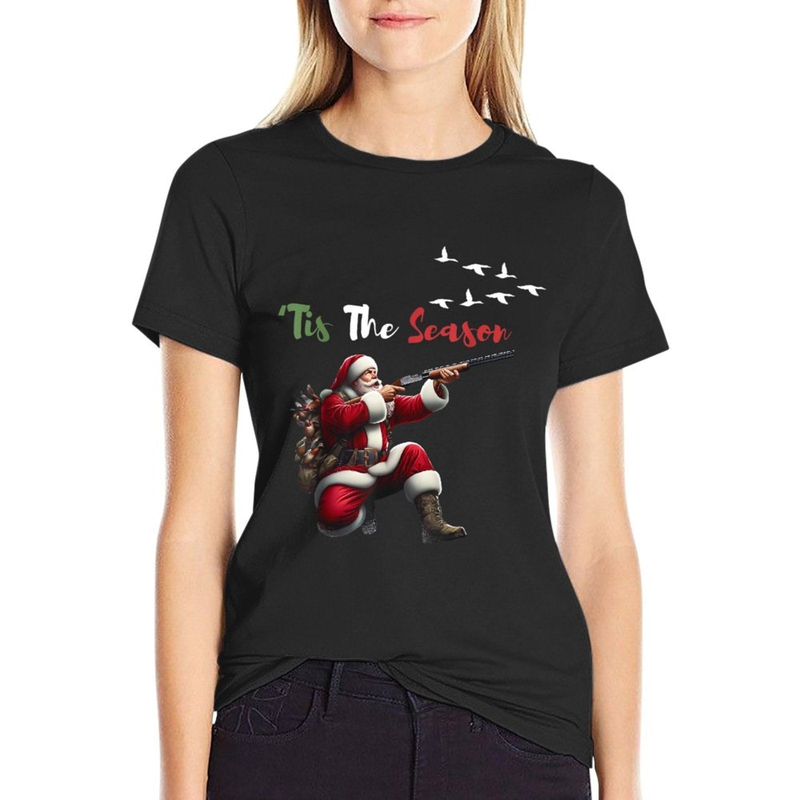 Christmas Santa Claus Duck Hunting Men Women Duck Hunter  Breathable T-Shirt