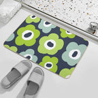 Iconic Bold Scandinavian Floral Pattern in Green And Blue  Stain-Proof Bath Mat
