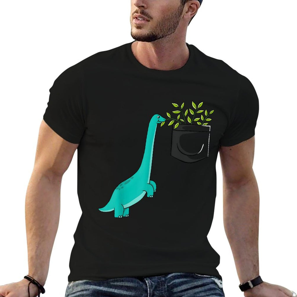 Cute Dinosaur Plants In Pocket Funny Pocket Dinosaur  Quick-drying T-Shirt