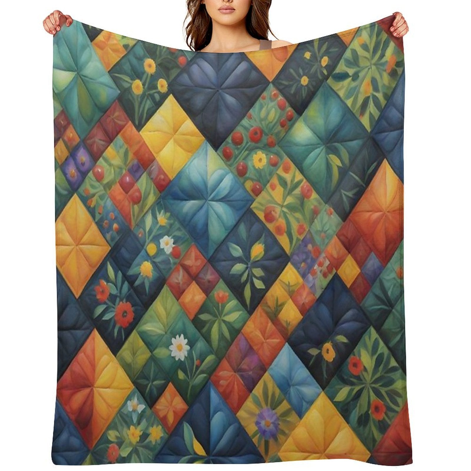 Colorful Quilting Pattren - Quilting Lover - Funny Quilter Versatility Throw Blanket